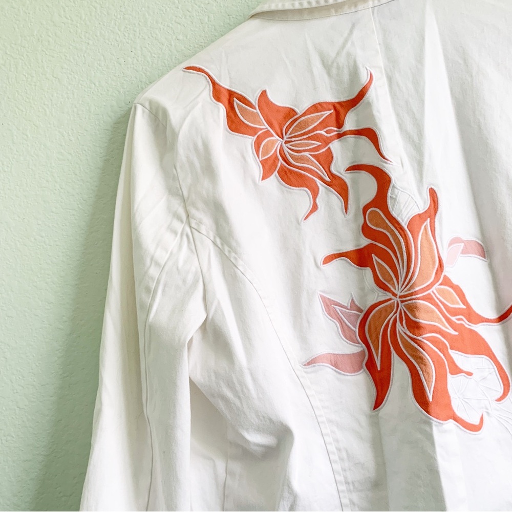 DANA BUCHMAN vintage western boho embroidered long sleeve button up blouse 10